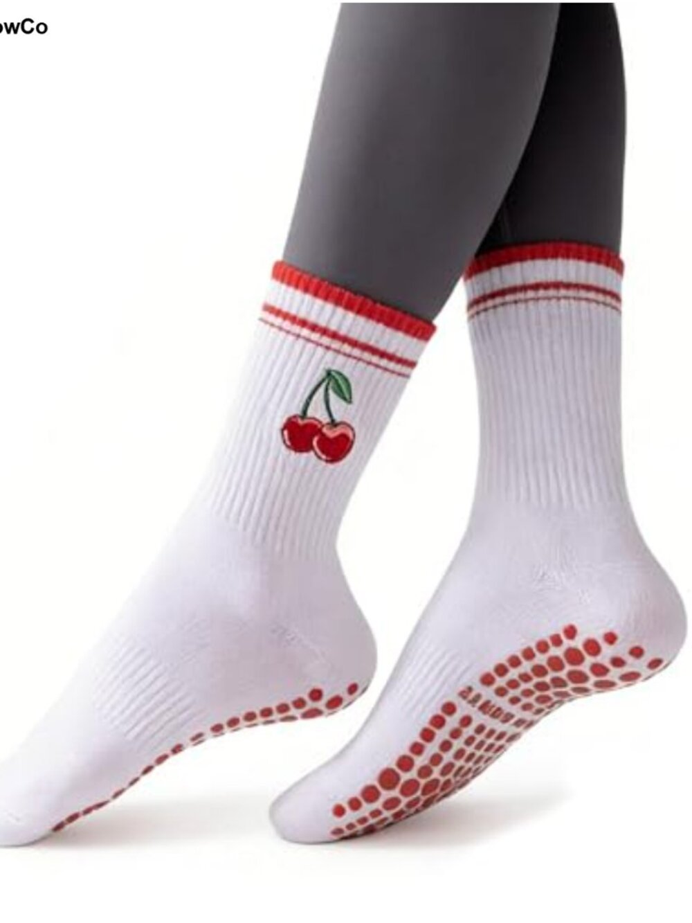 Cotton Grip Socks for Yoga Pilates Barre Women Crew Anti-Slip Non-Skid